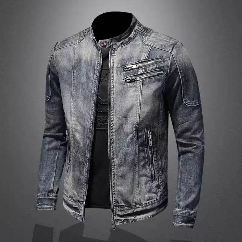 Wulend Men’s Slim Fit Denim Jacket - Casual Zipper Coat for Autumn - Buy Center