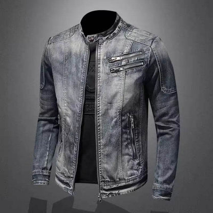 Wulend Men’s Slim Fit Denim Jacket - Casual Zipper Coat for Autumn - Buy Center