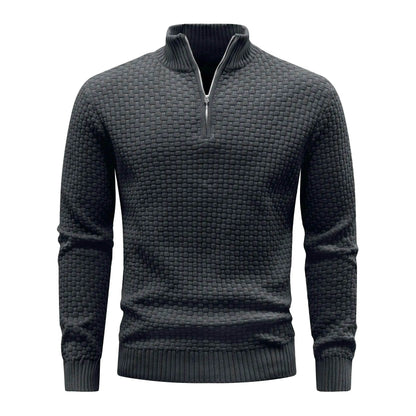 Slavinson Men's Sweater Winter Warm Zip Up Pullover Waffle Knit Mock Neck Turtleneck Soft Long Sleeve Top US Size - Buy Center