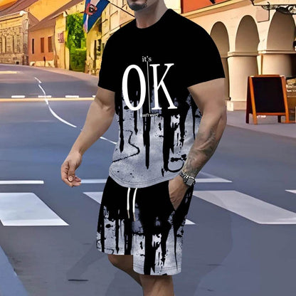 Men's Fast-Drying Sports Suit - 3D Gradual Change Polyester Design - Buy Center