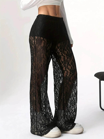Women's Personalized Lace Jacquard Pants - Spring/Summer Casual Style - Buy Center