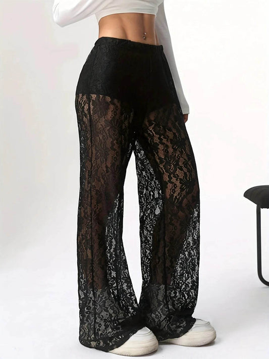 Women's Personalized Lace Jacquard Pants - Spring/Summer Casual Style - Buy Center