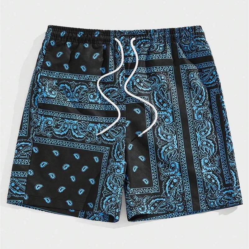 Classic Perris Pattern Beach Shorts for Men - Retro Casual Swim Trunks - Buy Center