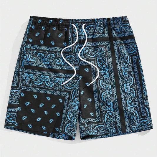 Classic Perris Pattern Beach Shorts for Men - Retro Casual Swim Trunks - Buy Center