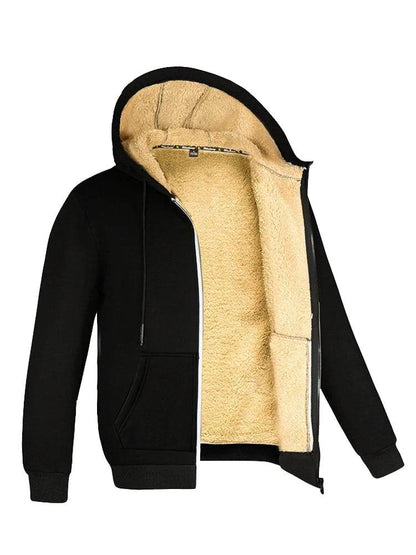 REALXIZI Thick Lambswool Winter Coat - Casual Hooded Zipper Jacket - Buy Center