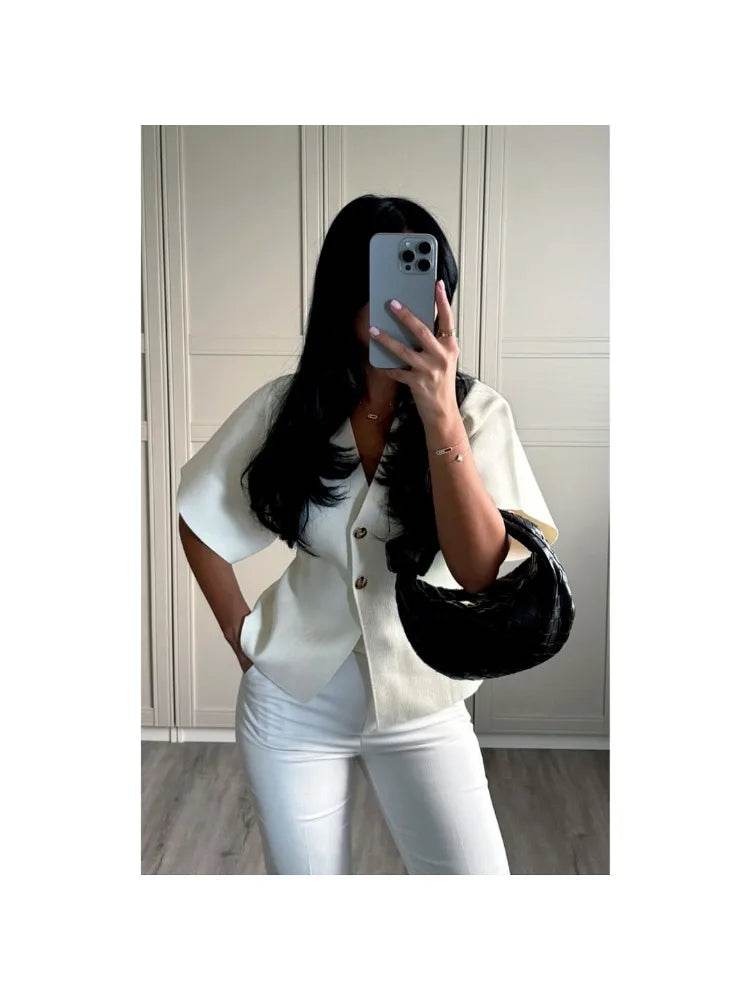 ZACK&RAIN Women’s V-Neck Casual Knitted Vest - Short Sleeve Top - Buy Center