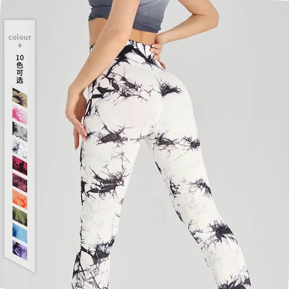 Sexy High Waist Yoga Leggings - Tie-Dye Seamless Fitness Tights - Buy Center