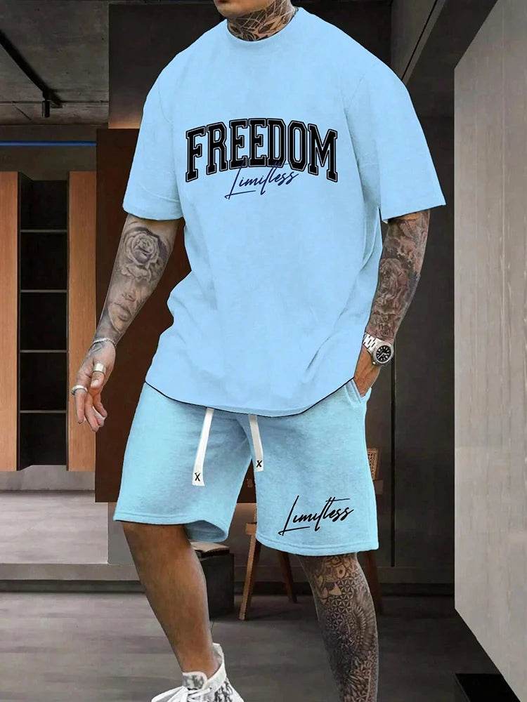 Men's Summer Casual Two-Piece Short Sleeve T-Shirt & Shorts Set - Buy Center