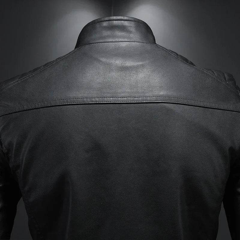 FAVOCENT Stand Collar Men's Leather Jacket - Casual Slim Fit Fashion 2024 - Buy Center