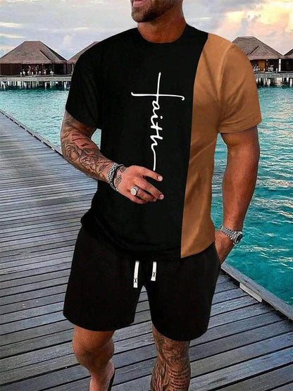Men's Casual Crew Neck Short Sleeve Suit - Comfortable Outdoor Style - Buy Center