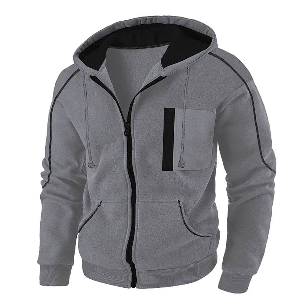 Men's Full Zip Hoodie Jacket - Casual Sportswear with Pocket - Buy Center