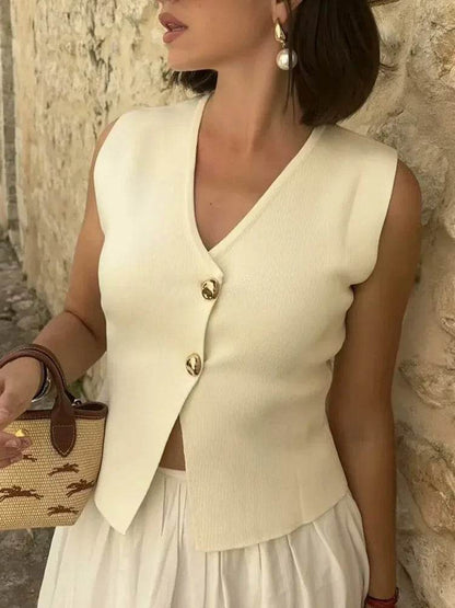 TRAF Women's Sleeveless Knit Vest - Autumn Cardigan in Red, Black, White - Buy Center