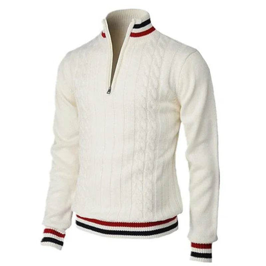 Men Pullovers Sweaters Turtleneck Zipper Thick Tops Full Sleeve Splice Simple Slim Fit Top Knit Casual Regular Autumn Winter - Buy Center