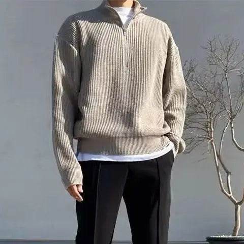 American Fashion Korean Style Half Zipper Sweater - Versatile and Casual - Buy Center