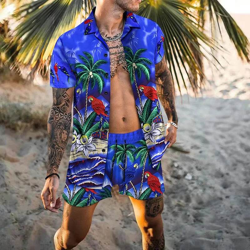 Hawaiian Men’s Cardigan 2-Piece Set - Summer Short Sleeve & Shorts - Buy Center