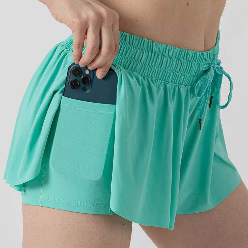 INLUMINE Women's 2-in-1 Flowing Sports Shorts - Butterfly Design - Buy Center