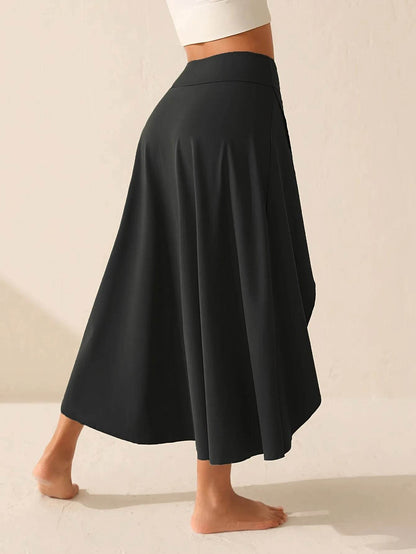 Elegant Irregular Flounce Dress for Women - Ankle-Length Solid Style - Buy Center