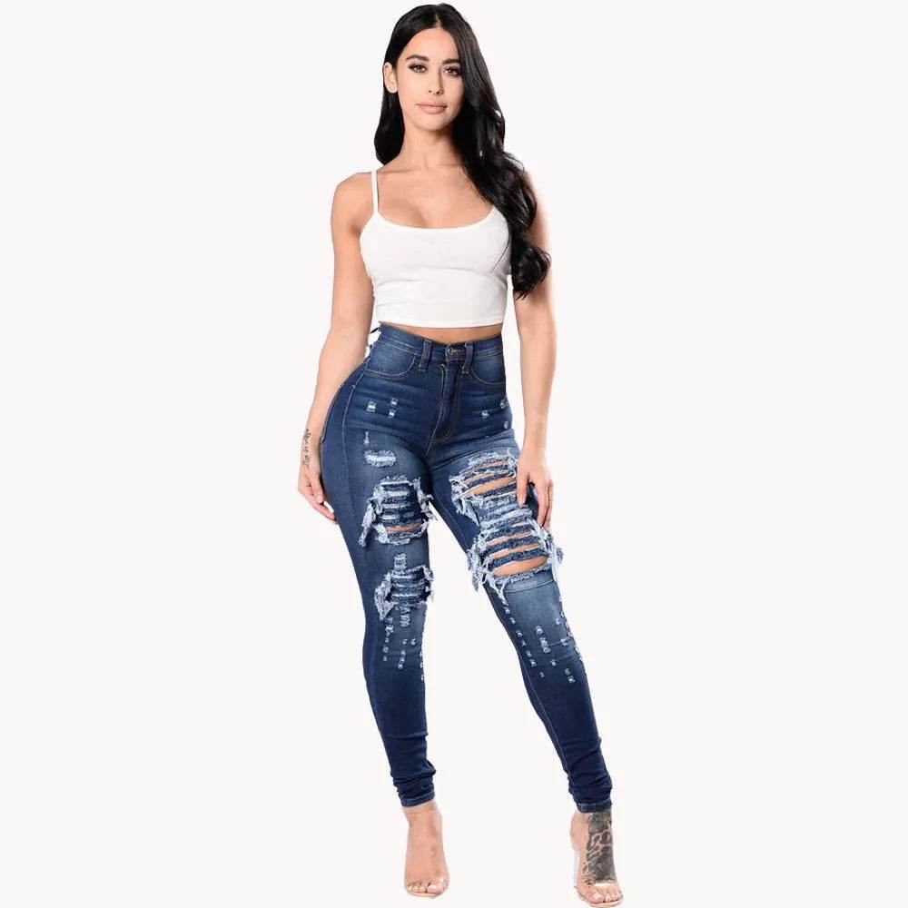 Liva Girl High Waist Ripped Jeans for Women - Skinny Denim Style - Buy Center