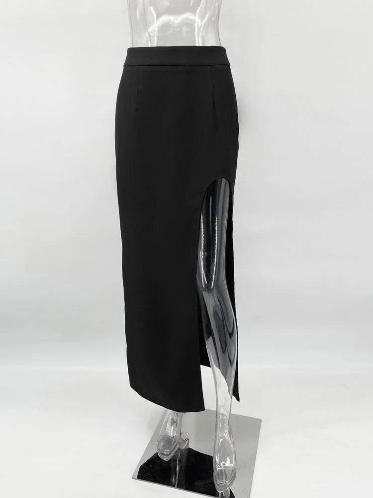 Tossy High Waist Black Maxi Skirt for Women - Casual Side Split Style - Buy Center