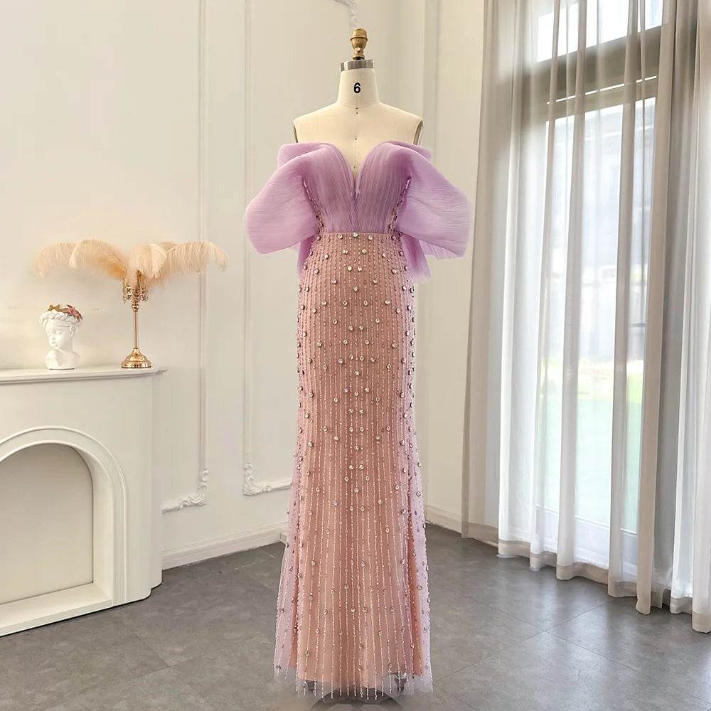 Sharon Said Lilac Evening Dress - Off Shoulder Formal Gown for Women - Buy Center