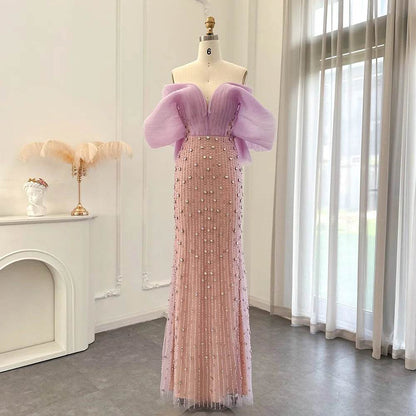 Sharon Said Lilac Evening Dress - Off Shoulder Formal Gown for Women - Buy Center