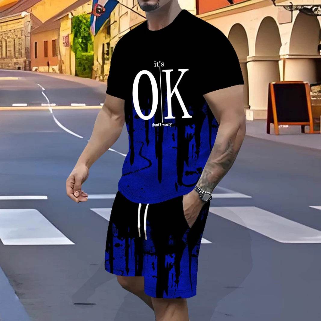 Men's Fast-Drying Sports Suit - 3D Gradual Change Polyester Design - Buy Center