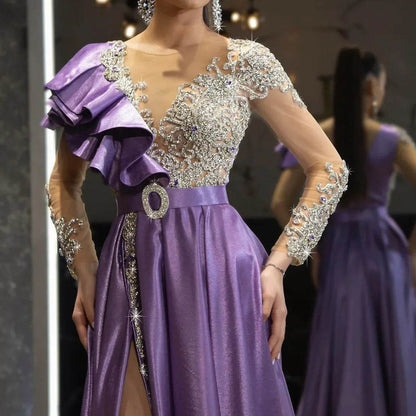 2024 Spring Sequin Purple Glitter Dress - Women's Evening Wear - Buy Center