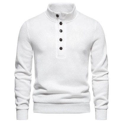 White Turtleneck Button Down Sweater for Men Autumn Winter Long Sleeve Knit Sweater Mens Casual Soft Lightweight Bottoming Shirt - Buy Center