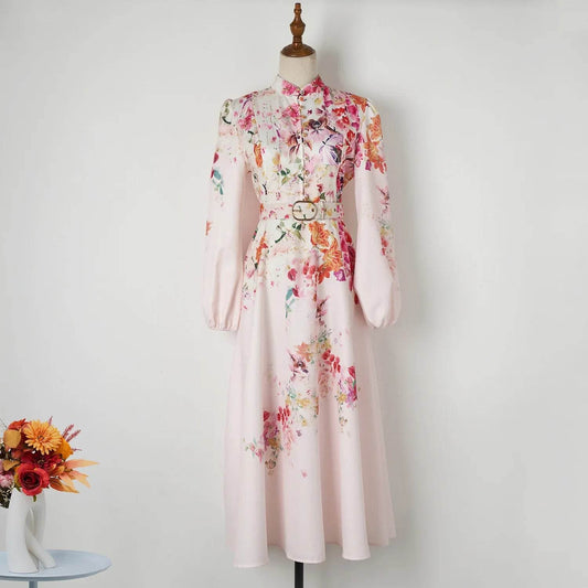 Elegant Australian Vacation Dress - Floral Button & Belt Design - Buy Center