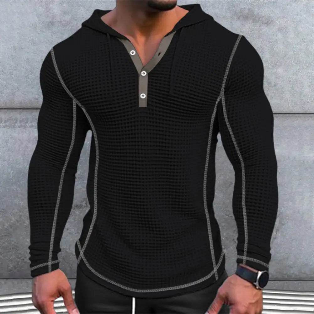 Stylish Men's Waffle Fabric Hoodie - Breathable Slim Fit Design - Buy Center