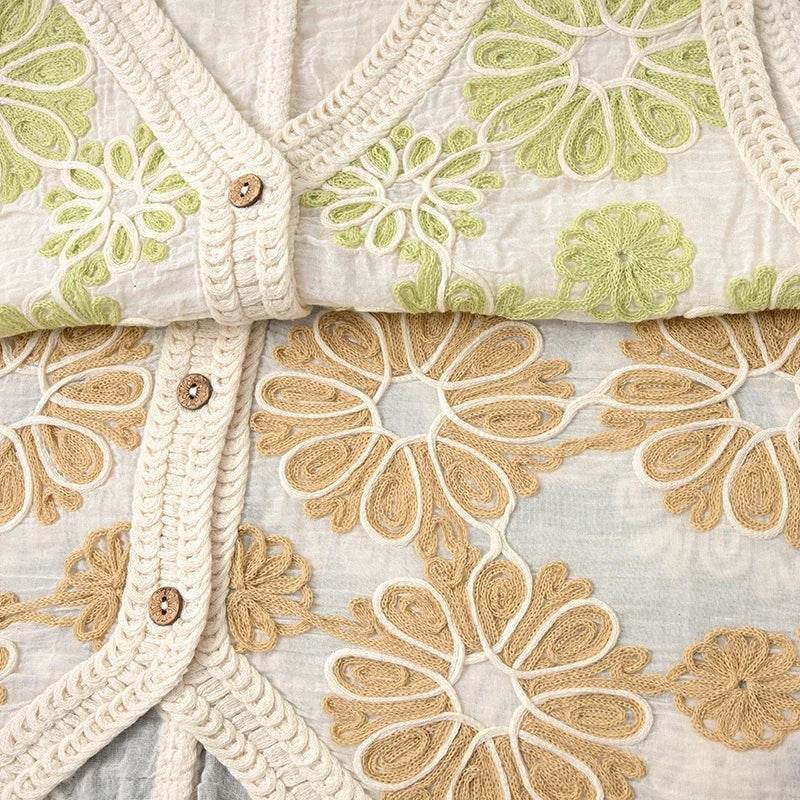 Fictitni Floral Crochet Vest Top - Bohemian Button-Up for Summer - Buy Center
