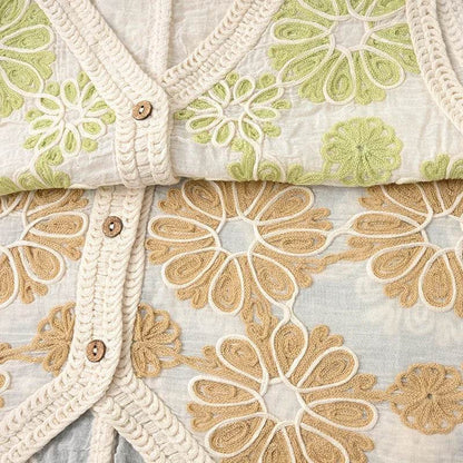 Fictitni Floral Crochet Vest Top - Bohemian Button-Up for Summer - Buy Center