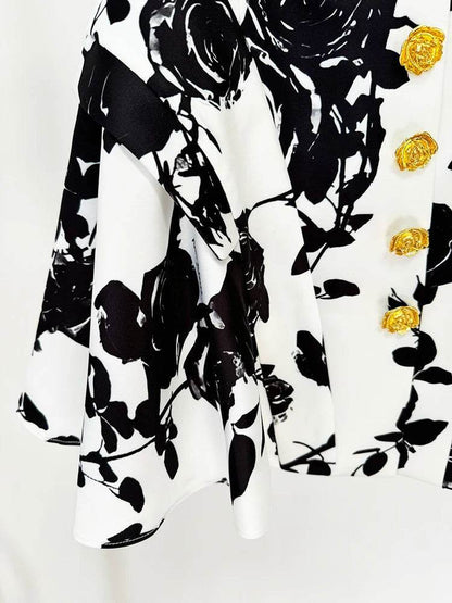 O'ZACKET 2024 Floral Mini Skirt with Metal Rose Buttons - Women’s Fashion - Buy Center