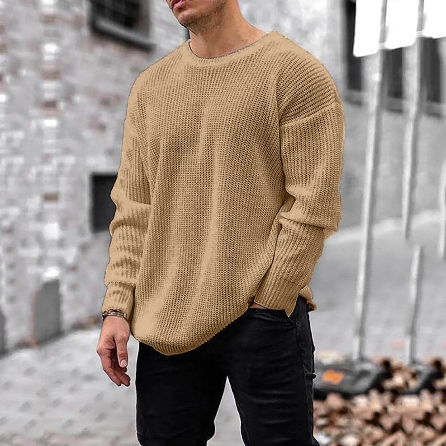Eillysevens Men's Casual Pullover Sweater - Autumn Winter Solid Cotton - Buy Center
