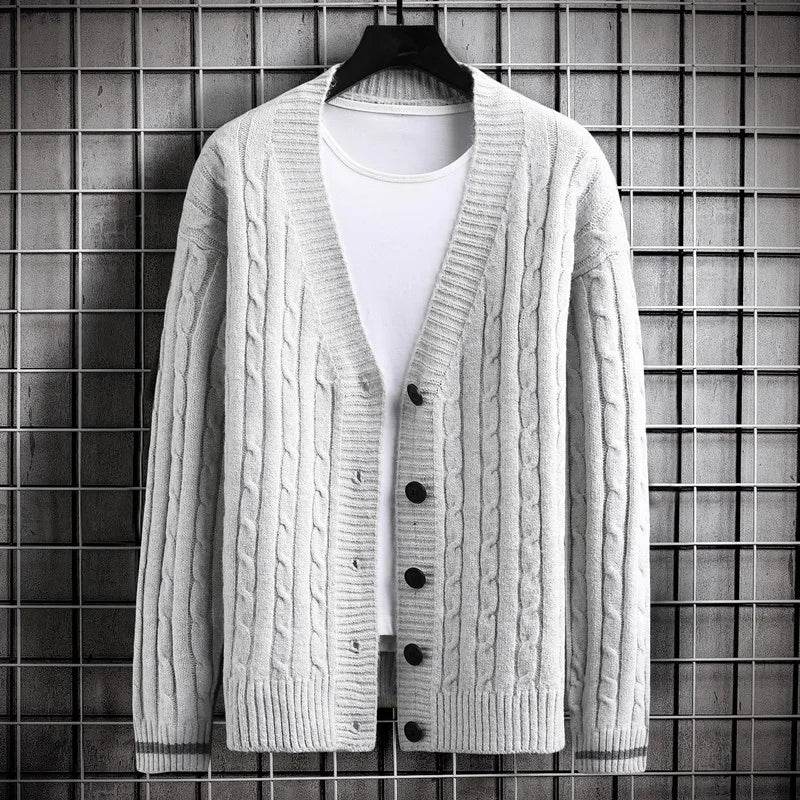 FAVOCENT Men's Slim Fit Cardigan - Casual Solid Color Sweater for Autumn - Buy Center