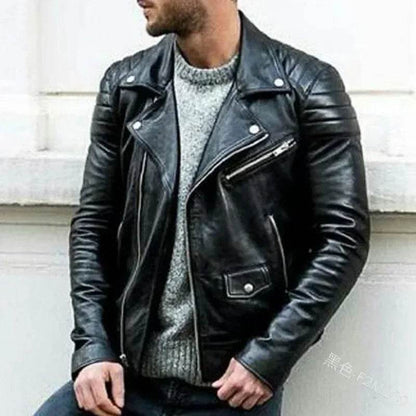 CPSYMYM Men's Faux Leather Jacket - Stylish Zippered Punk Coat - Buy Center