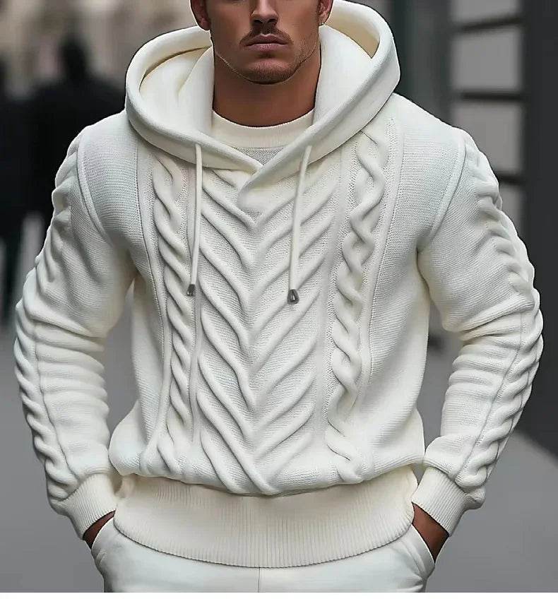 Wulend Casual Men’s Hooded Pullover - Warm Thick Solid Sweater for Winter - Buy Center