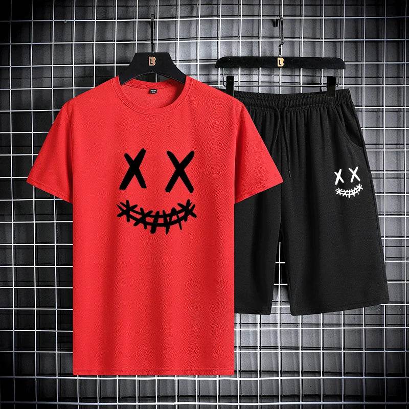 Men's Summer Sports Set - Round Neck T-Shirt & Shorts, Slim Fit - Buy Center