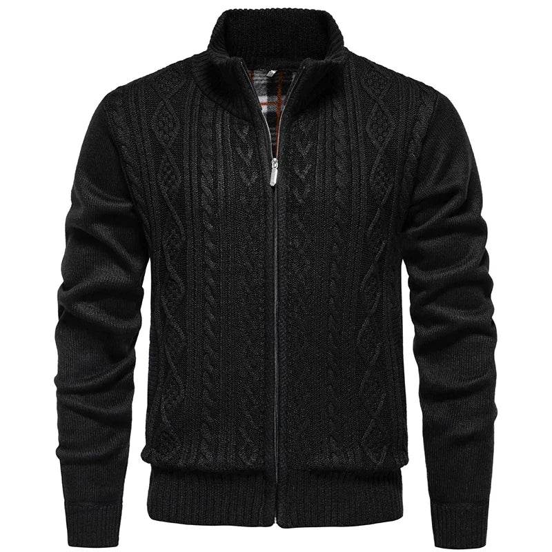 Men’s Cashmere Wool Cardigan - Warm Zipper Stand-Up Collar Sweater - Buy Center