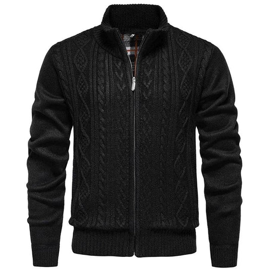 Men’s Cashmere Wool Cardigan - Warm Zipper Stand-Up Collar Sweater - Buy Center
