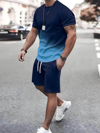 Men's Casual T-Shirt and Shorts Set - Short Sleeve Beach Style - Buy Center
