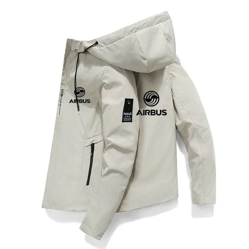 AIRBUS AVIATION Men's Hooded Jacket - Lightweight Spring & Summer Windbreaker - Buy Center
