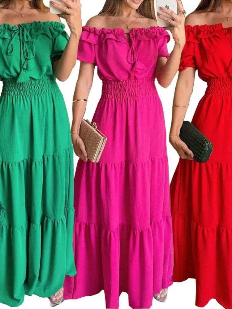 XXOWENLI Spring Summer Women's Dress - Puff Sleeve Ruffle A-Line - Buy Center