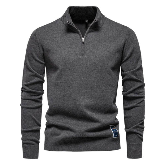 ZHANLINWU Men's Casual Pullover - Warm Half-Zip Solid Color Sweater - Buy Center
