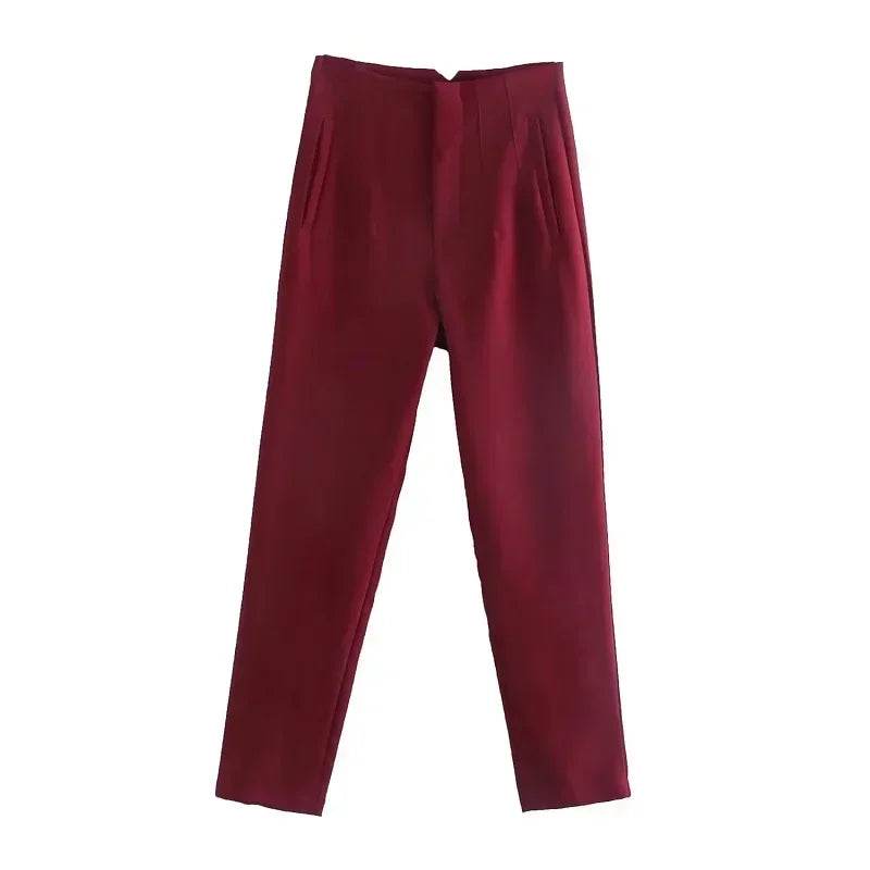 TRAF High Waist Women's Trousers - Office Wear & Casual Style - Buy Center