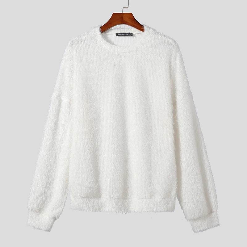 INCERUN Mens Casual Pullover - Korean Style Solid Long Sleeve Sweater - Buy Center