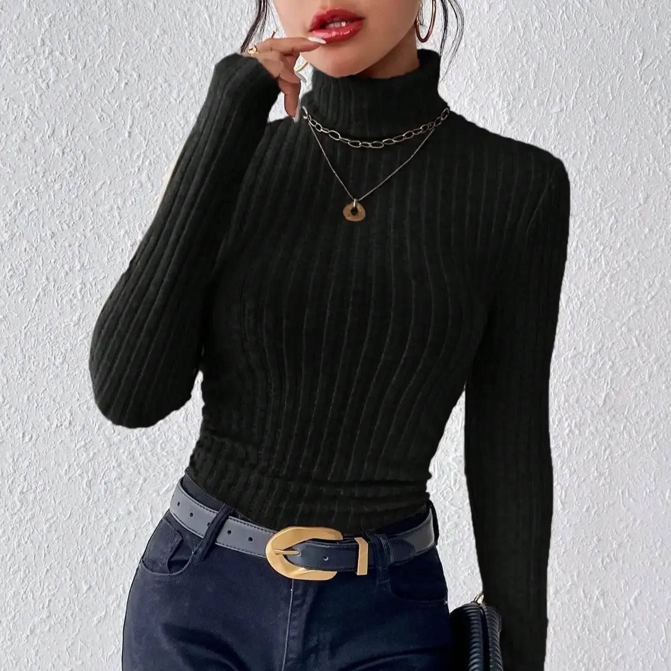 Women's Turtleneck Sweater - Casual Slim Fit Long Sleeve Top - Buy Center