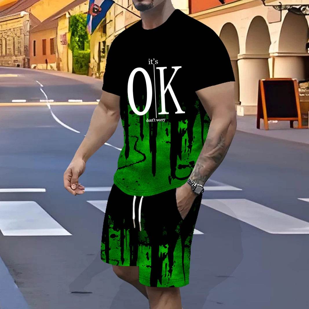 Men's Fast-Drying Sports Suit - 3D Gradual Change Polyester Design - Buy Center