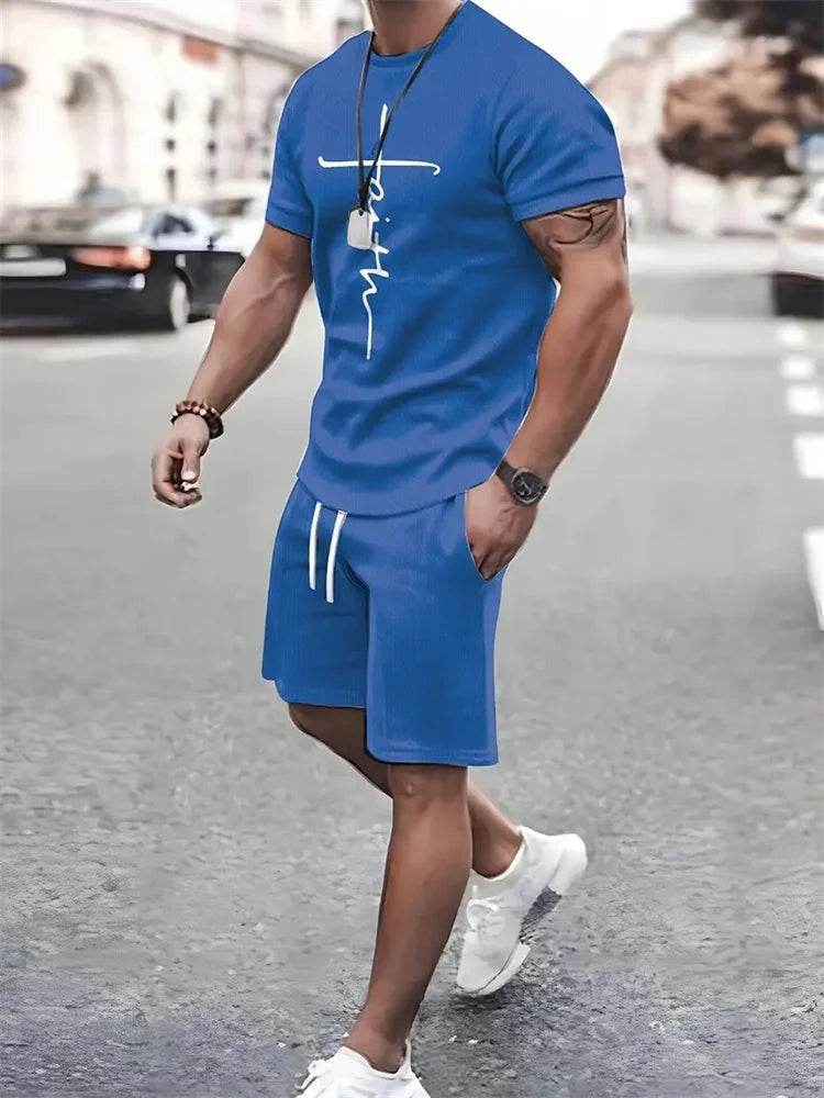 Men's Casual T-Shirt and Shorts Set - Short Sleeve Beach Style - Buy Center