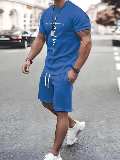 Men's Casual T-Shirt and Shorts Set - Short Sleeve Beach Style - Buy Center